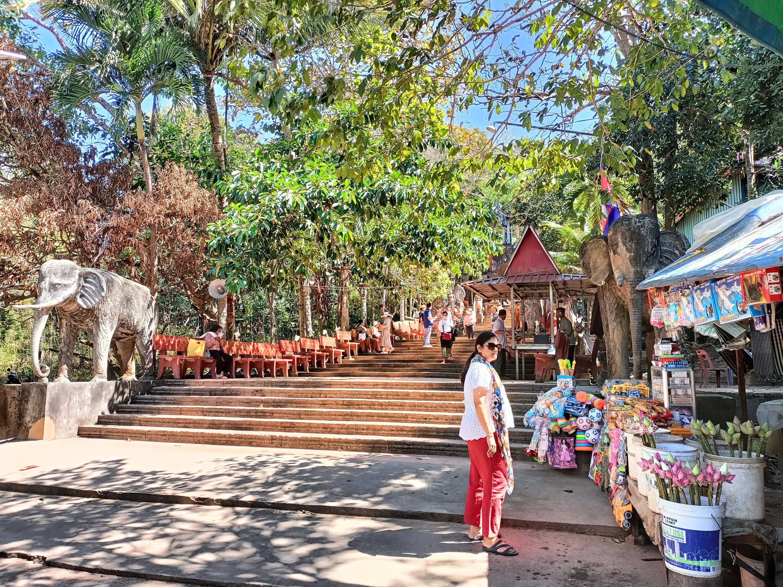 steps leading up to Preah Ang Thom Buddhist Temple, one of the most sacred pilgrimage sites on Phnom Kulen Mountain.