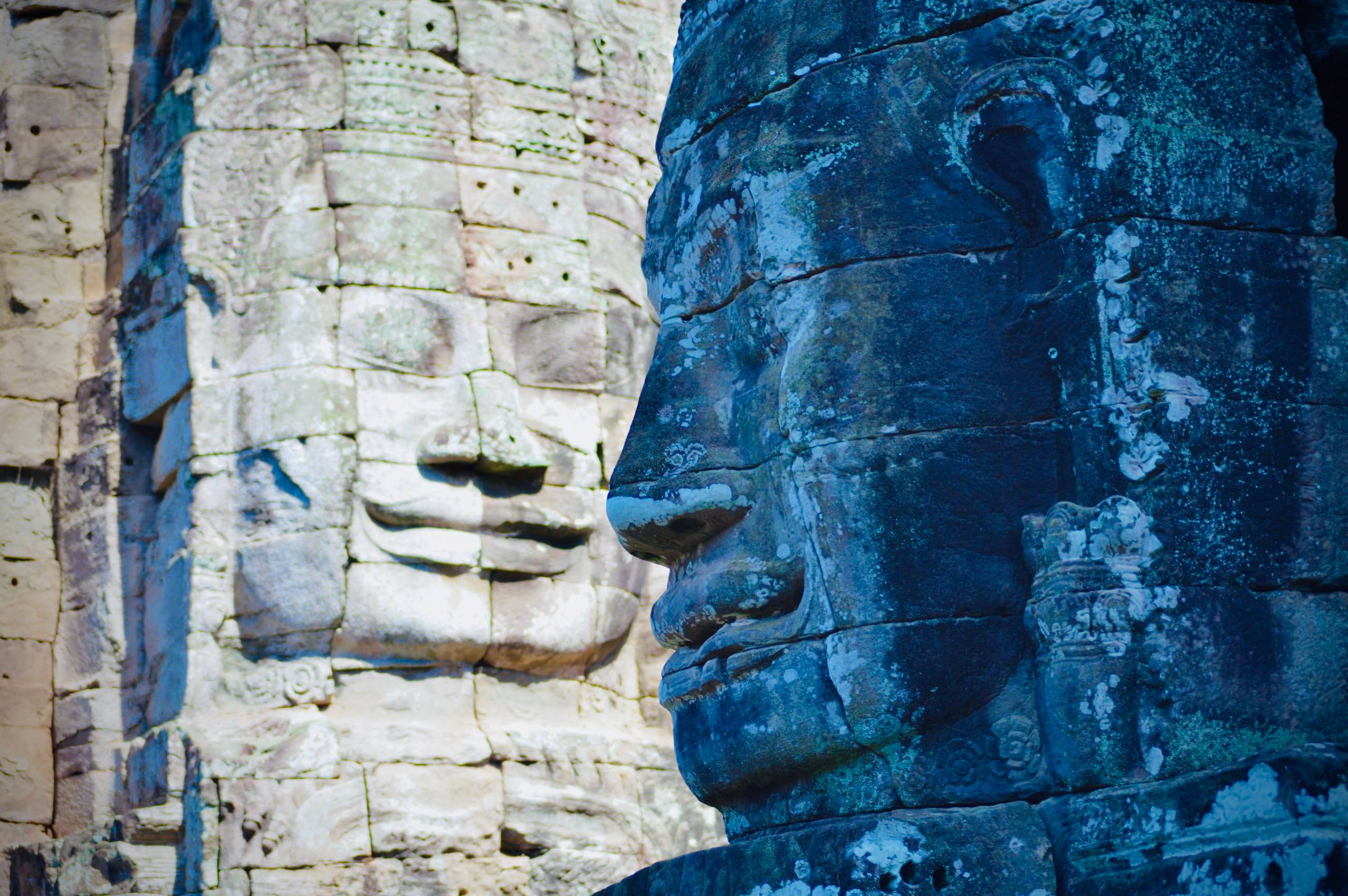 Discover the iconic smiling stone faces of Bayon Temple, the spiritual heart of Angkor Thom.