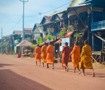 fishing village and buddhist monks
